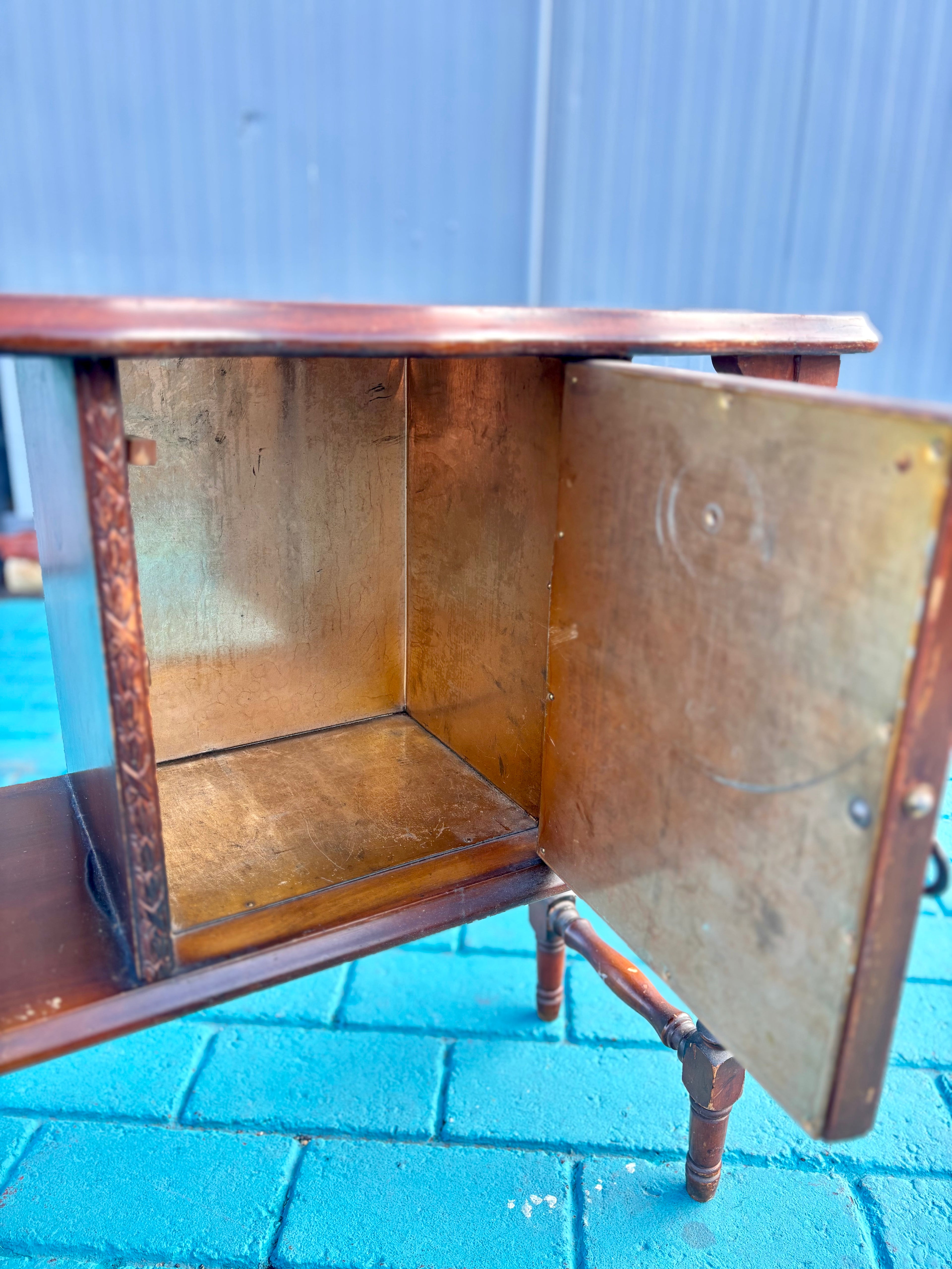 Vintage 1930's Metal-Lined Smoking Cabinet – Perfect Project Piece or Character Accent Table