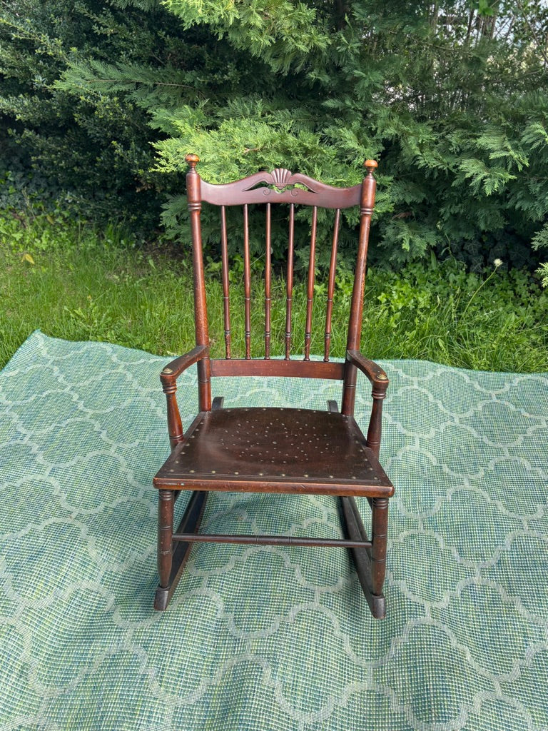 Vintage Wooden Rocking Chair with Custom Floral Cushions | As-Is Ready for Rescue