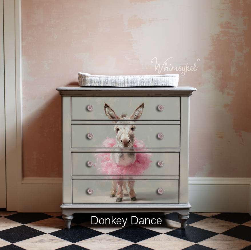 Donkey Dance | 21"x29" | Large Decoupage Tissue Paper | Whimsykel Designs | pink tutu donkey