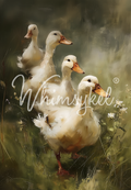 Ducks in a Row | 21"x29" | Large Decoupage Tissue Paper | Whimsykel Designs | peaceful walking ducks Whimsykel