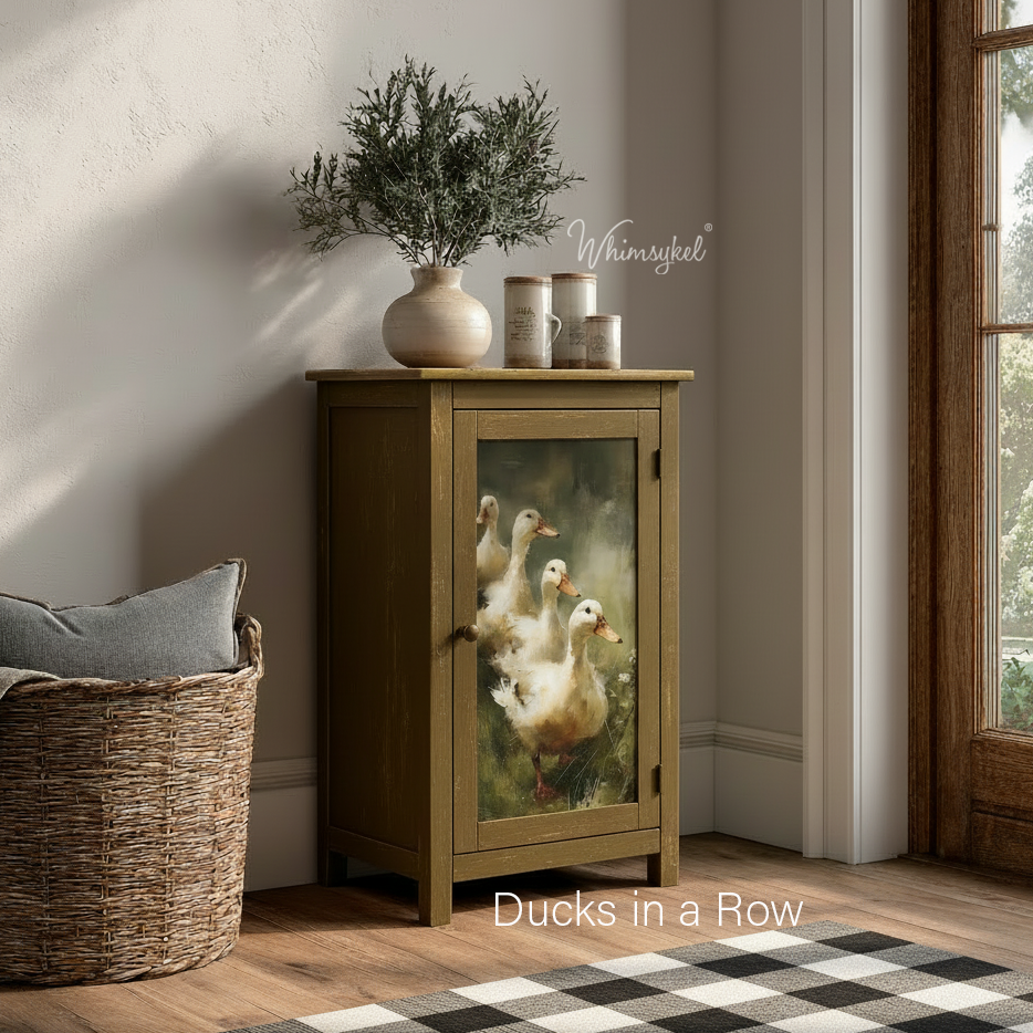 Ducks in a Row | 21"x29" | Large Decoupage Tissue Paper | Whimsykel Designs | peaceful walking ducks