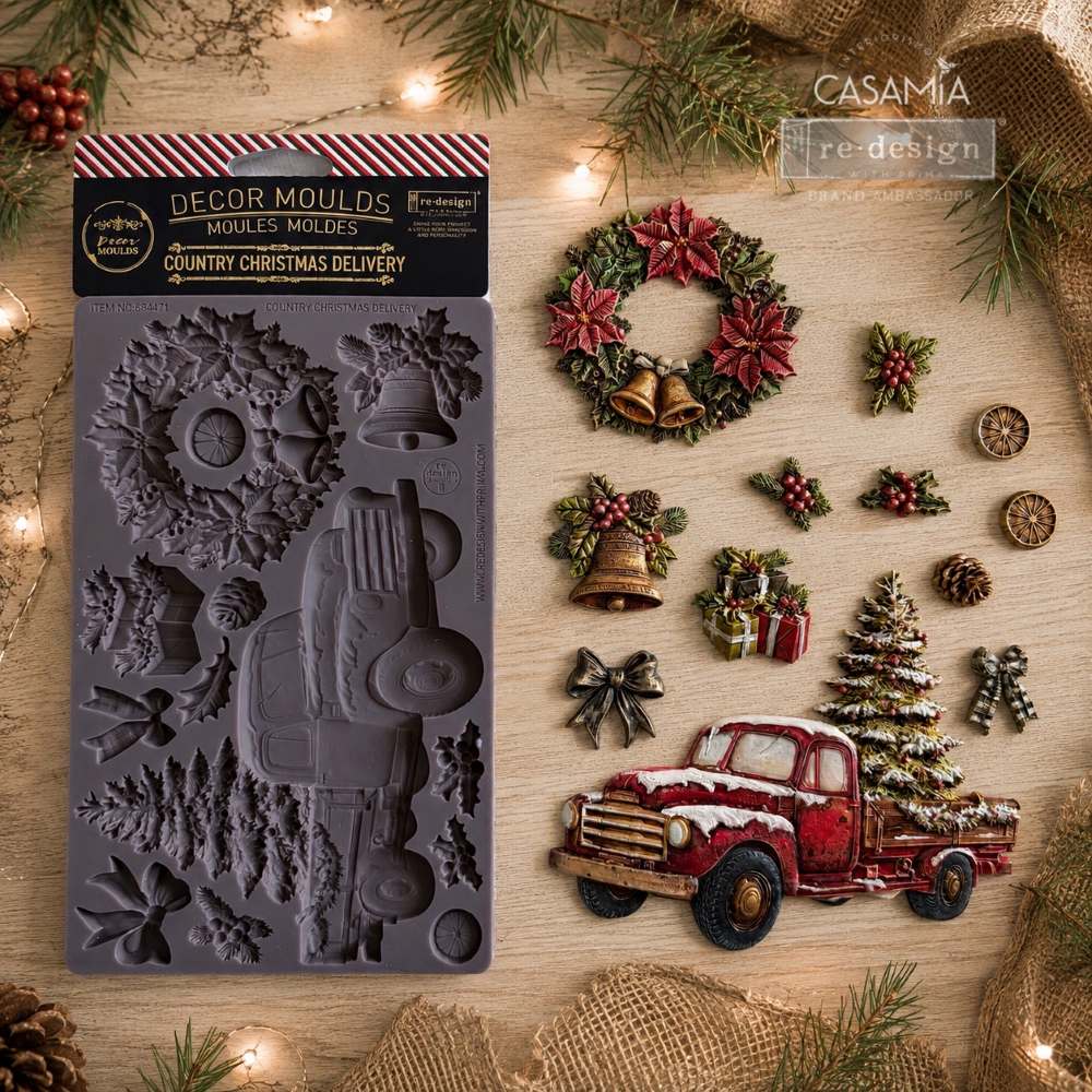 Country Christmas Delivery | Decor Mould – 5" x 8" x 8mm | ReDesign with Prima | Vintage Christmas Truck
