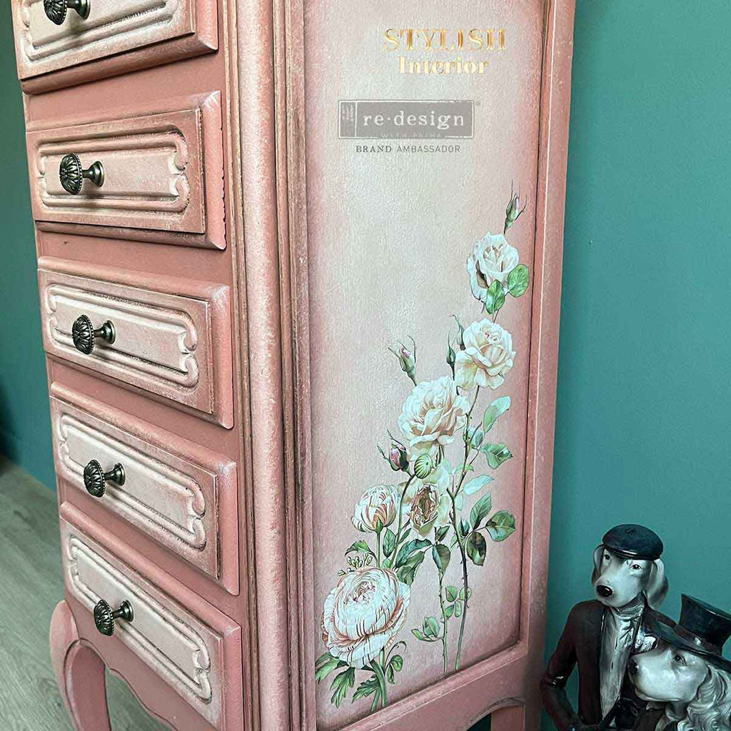 Blush Symphony | Small Transfers | Redesign With Prima | Rub on Transfers for Furniture and Crafts | 3 sheets- 6"x12" | soft pink florals