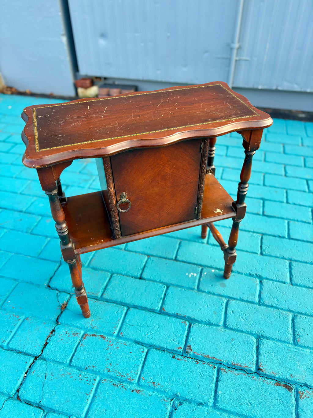 Vintage 1930's Metal-Lined Smoking Cabinet – Perfect Project Piece or Character Accent Table