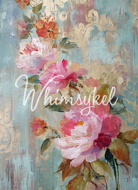 Acanthus Fresco | Fresco of Roses 1+2 | Decoupage Tissue Paper | 14"x20" | Whimsykel Designs | Trio of Designs