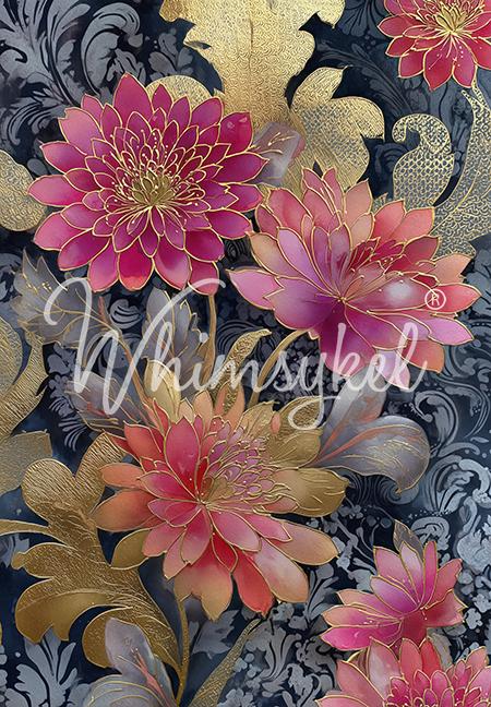 Gilded Flowers | 21"x29" | Large Decoupage Tissue Paper | Whimsykel Designs