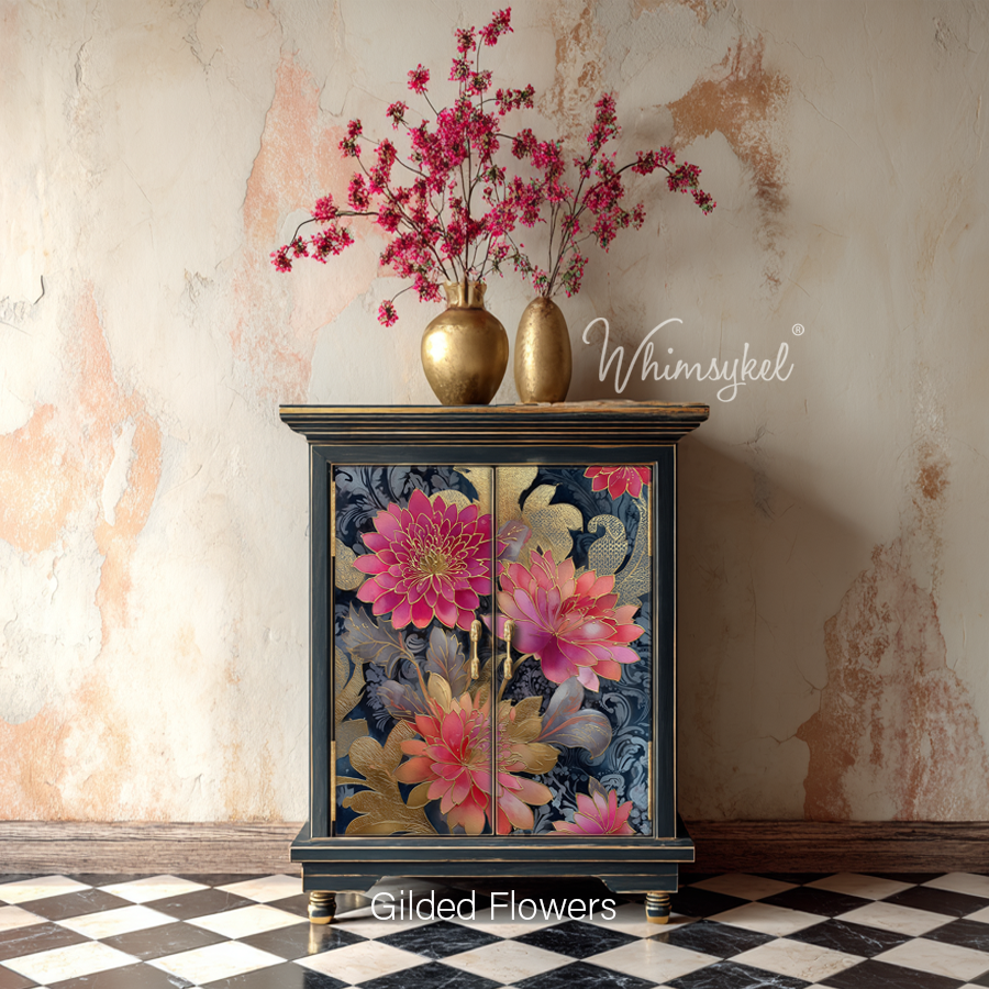 Gilded Flowers | 21"x29" | Large Decoupage Tissue Paper | Whimsykel Designs