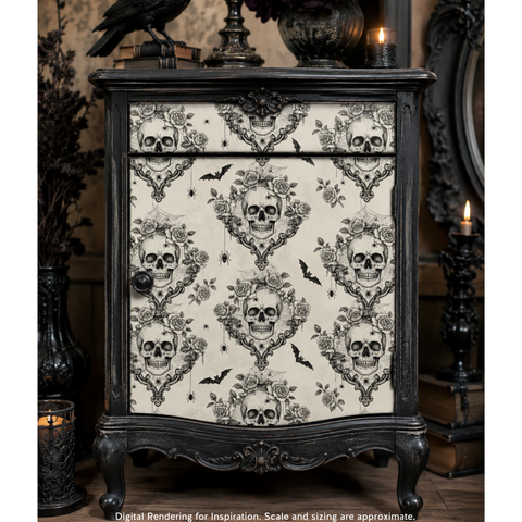 Haunted Damask | A3 Rice Decoupage Paper – 1 Sheet, 11.7" x 16.54" | Dixie Belle