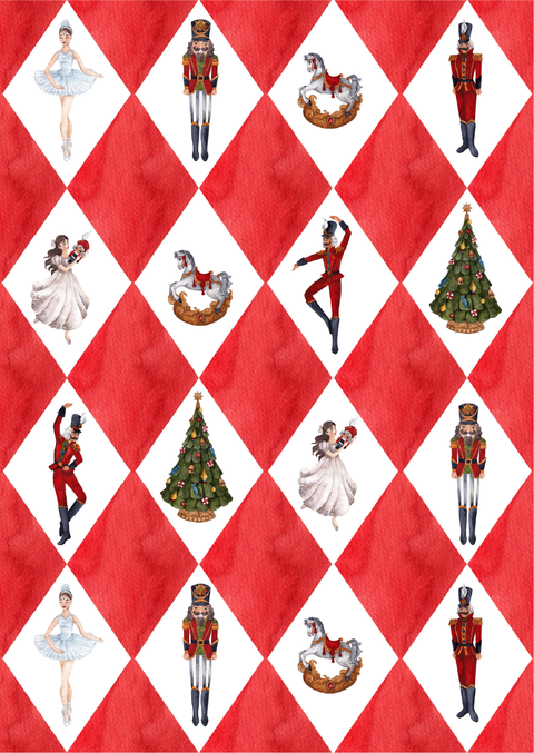 Holiday Harlequin | A3 Rice Decoupage Paper – 1 Sheet, 11.7" x 16.54" | Dixie Belle