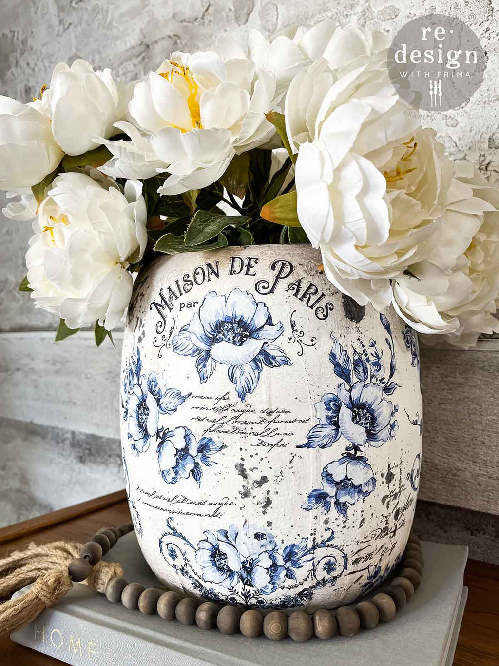 Spring Serenade | Small Transfers | Redesign With Prima | Rub on Transfers for Furniture and Crafts | 3 sheets- 6"x12" | french script blue florals