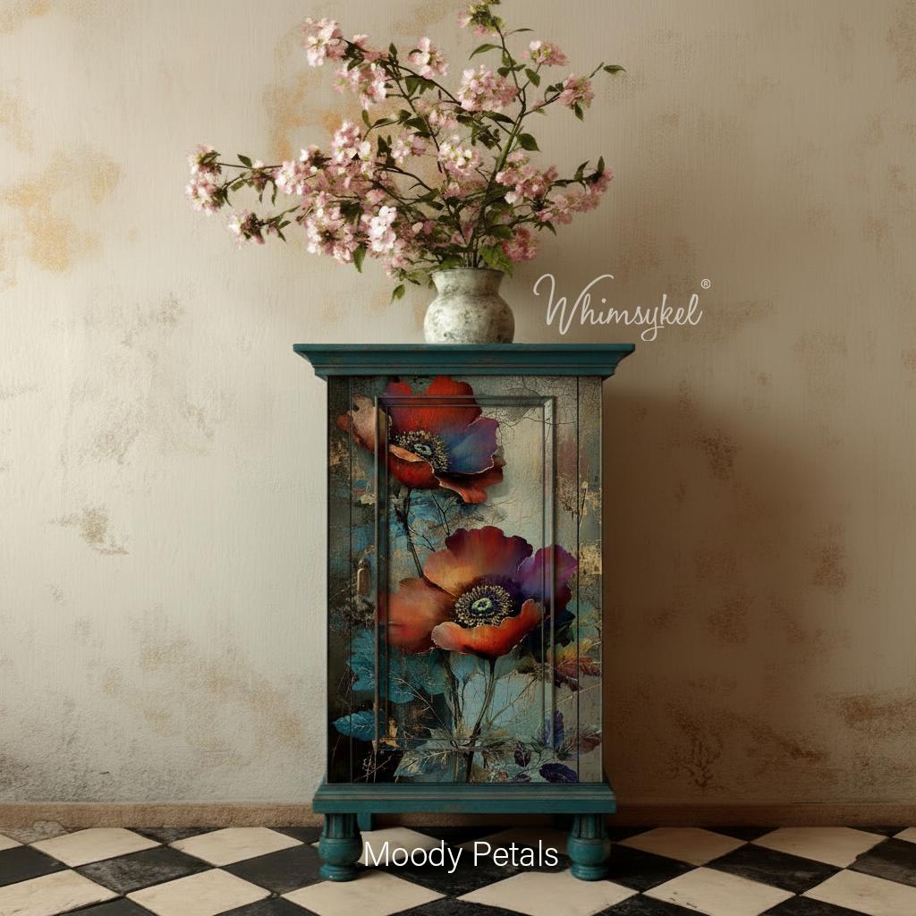 Moody Petals | 21"x29" | Large Decoupage Tissue Paper | Whimsykel Designs | moody patina blooms