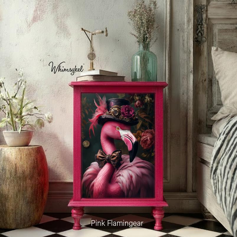 Pink Flamingear | 21"x29" | Large Decoupage Tissue Paper | Whimsykel Designs | dapper flamingo gentleman