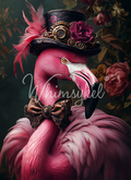 Pink Flamingear | 21"x29" | Large Decoupage Tissue Paper | Whimsykel Designs | dapper flamingo gentleman