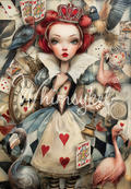Queen of Hearts | 21"x29" | Large Decoupage Tissue Paper | Whimsykel Designs | whimsical wonderland queen Whimsykel