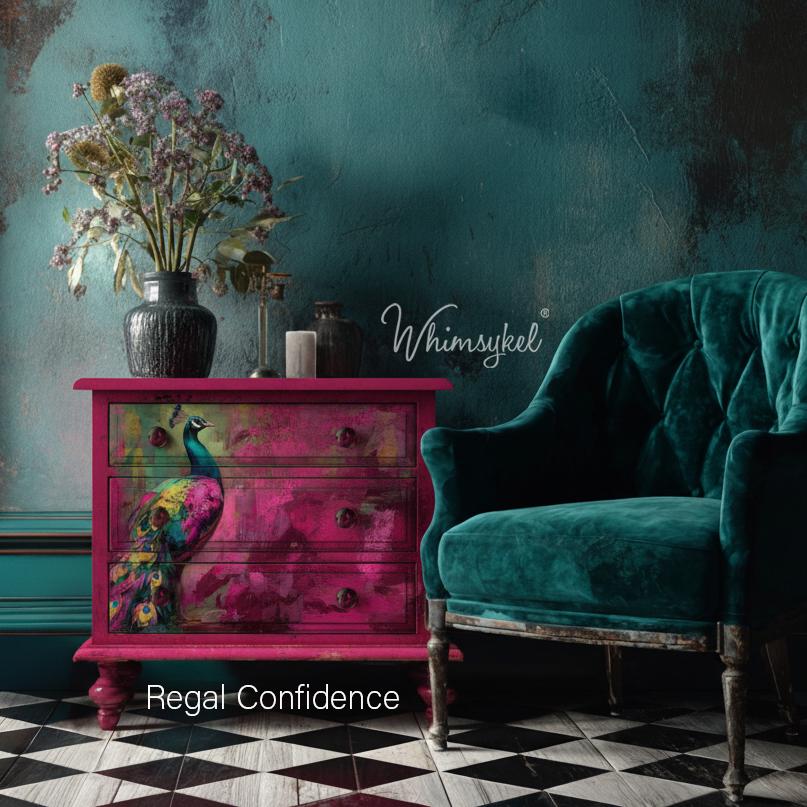 Regal Confidence | 21"x29" | Large Decoupage Tissue Paper | Whimsykel Designs | vibrant regal peacock