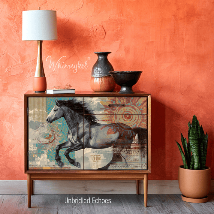 Unbridled Echoes | 21"x29" | Large Decoupage Tissue Paper | Whimsykel Designs | horse with sunflower - NEW!