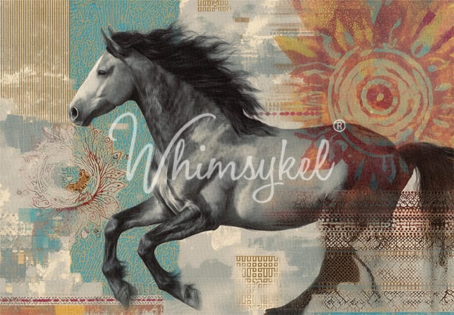Unbridled Echoes | 21"x29" | Large Decoupage Tissue Paper | Whimsykel Designs | horse with sunflower - NEW!