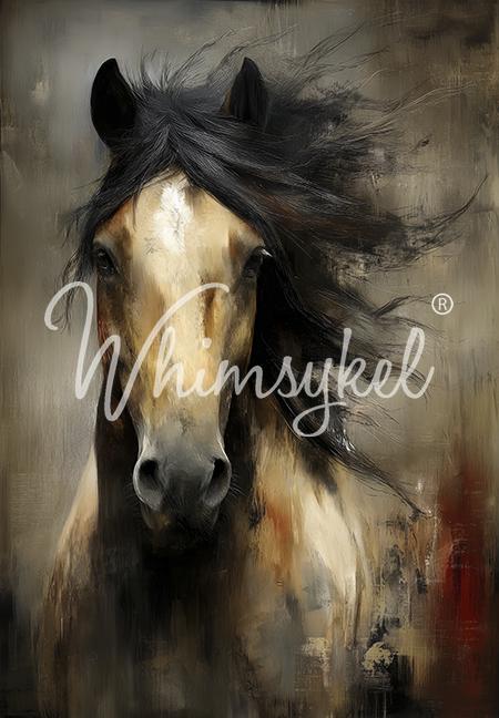 Wild N Free | 21"x29" | Large Decoupage Tissue Paper | Whimsykel Designs | windblown mane portrain