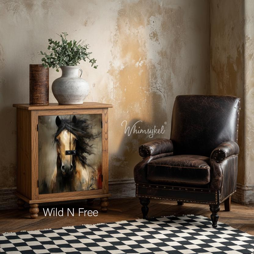 Wild N Free | 21"x29" | Large Decoupage Tissue Paper | Whimsykel Designs | windblown mane portrain