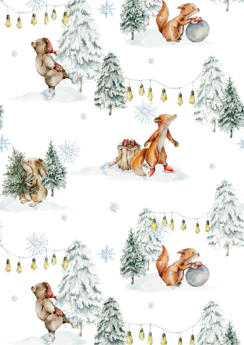 Winter Woodland Friends | A3 Rice Decoupage Paper – 1 Sheet, 11.7" x 16.54" | Dixie Belle
