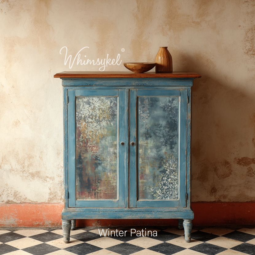 Winter Patina | 21"x29" | Large Decoupage Tissue Paper | Whimsykel Designs | vintage patina texture