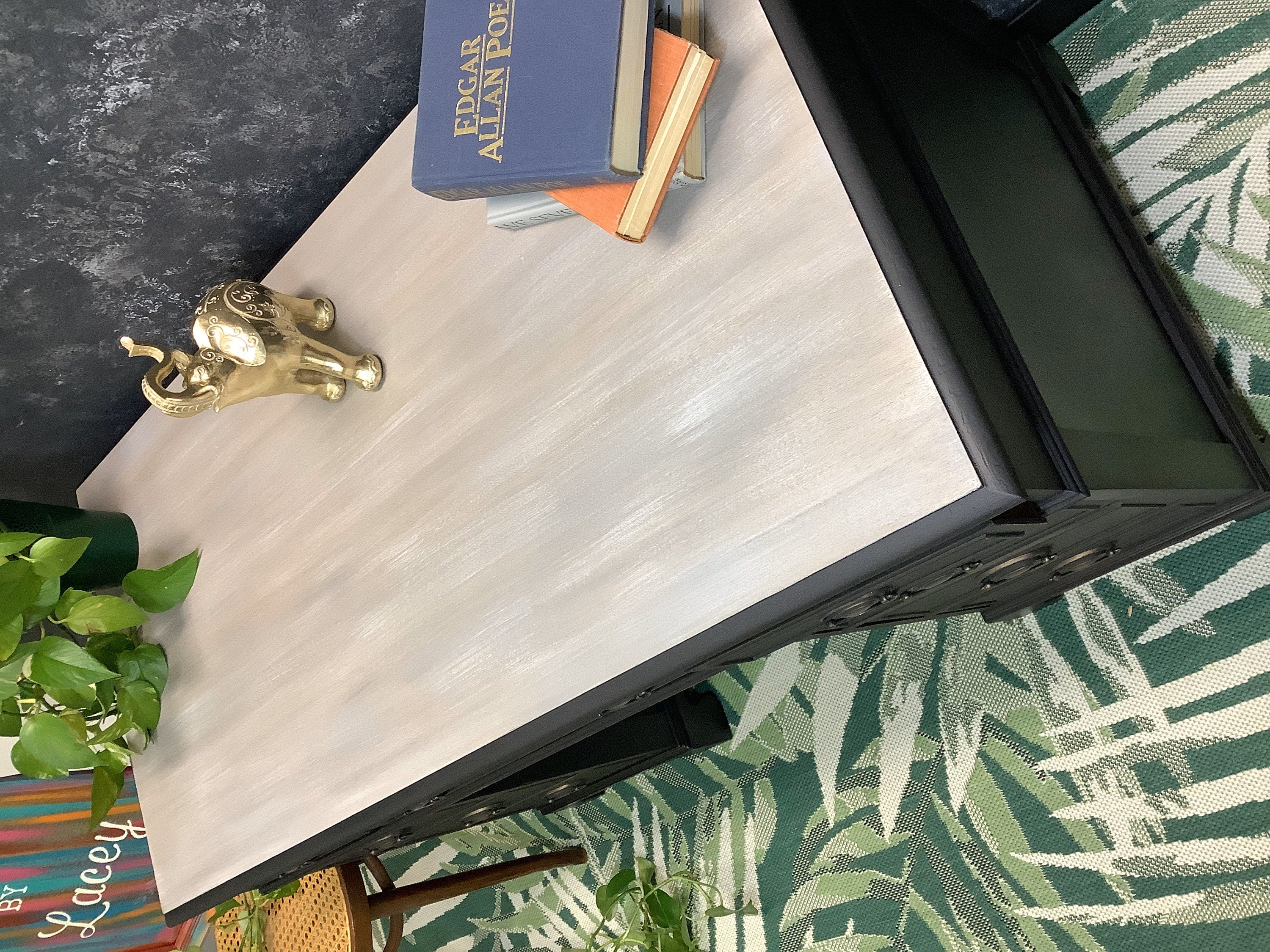 Black Executive Desk - FREE SHIPPING - Hand Painted Furniture