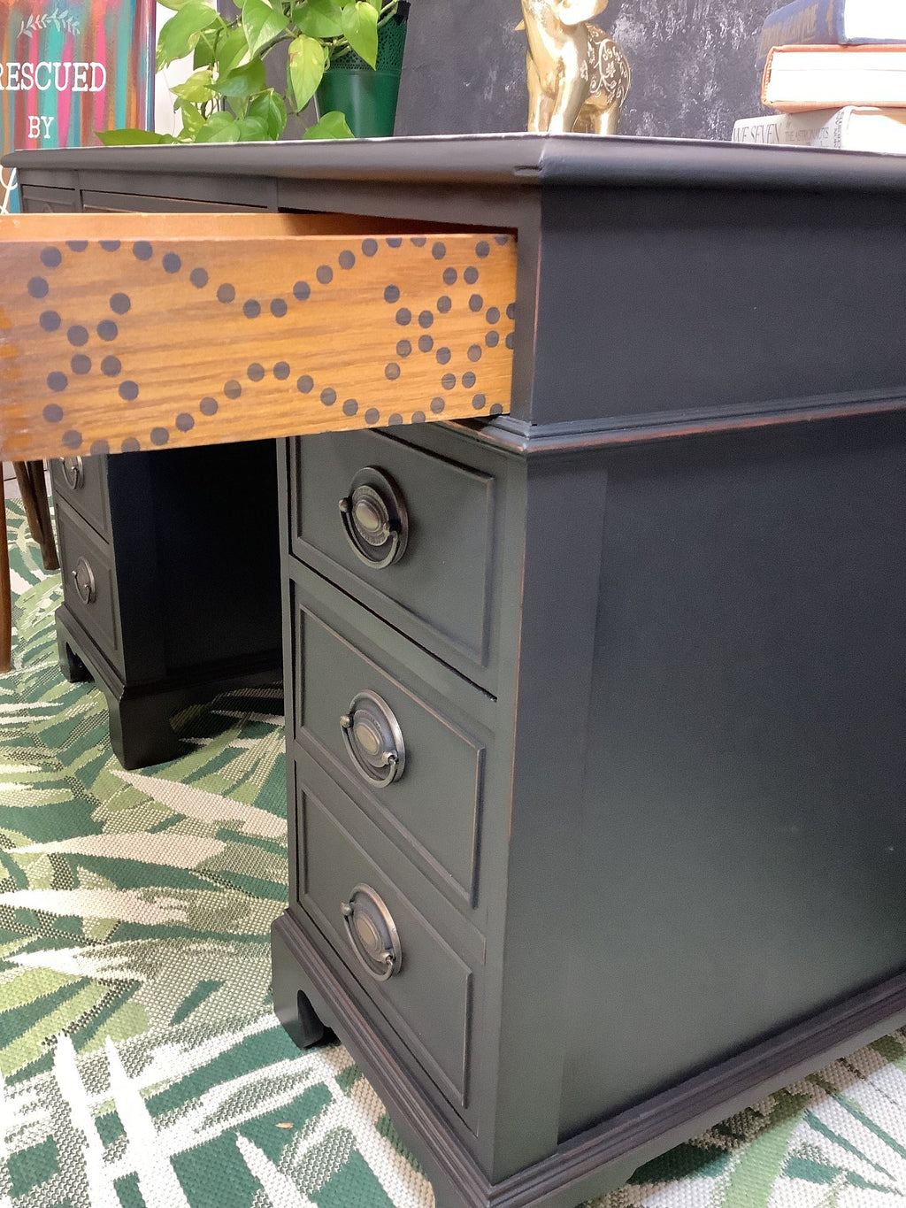 Black Executive Desk - FREE SHIPPING - Hand Painted Furniture