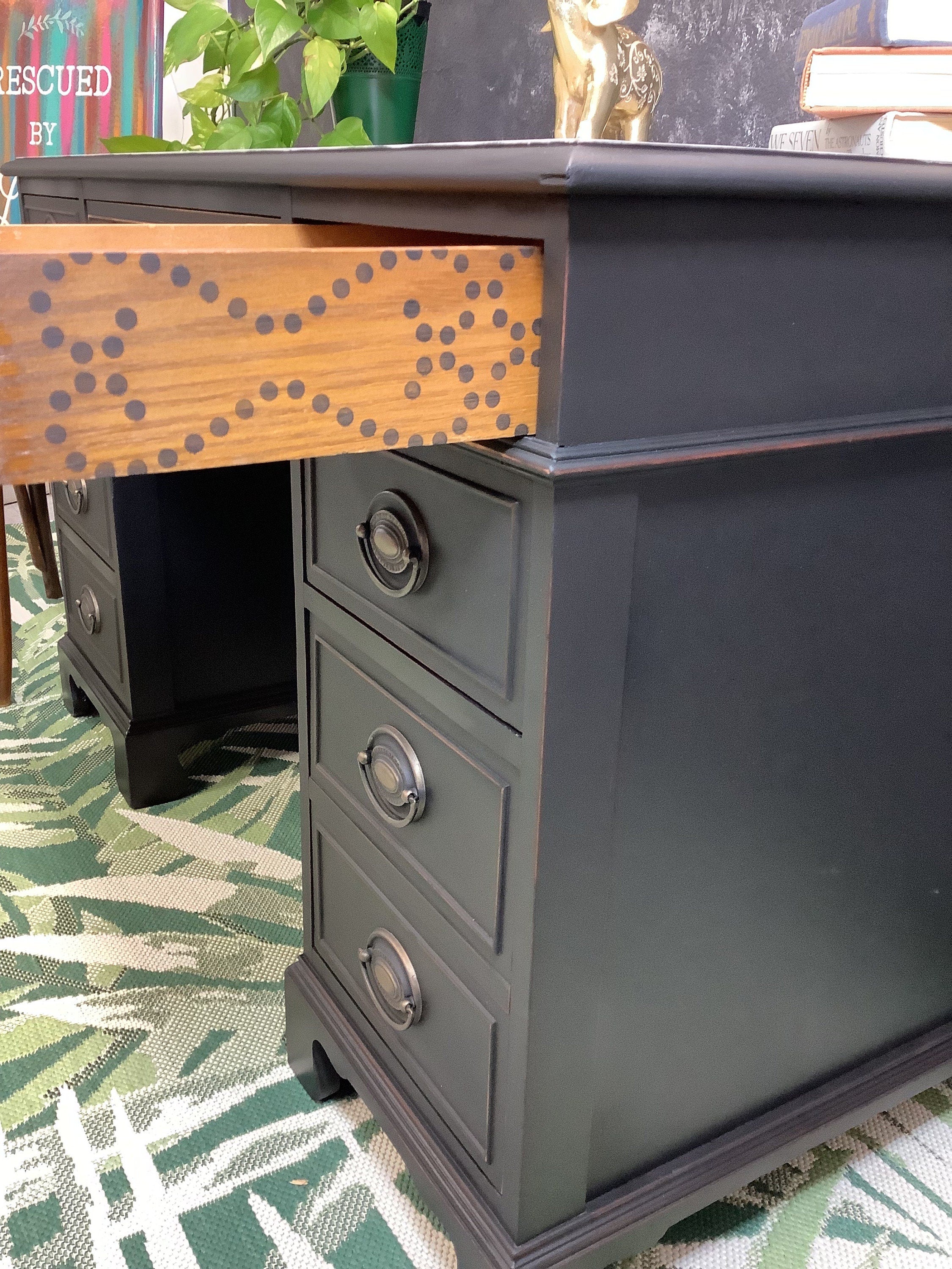 Black Executive Desk - FREE SHIPPING - Hand Painted Furniture