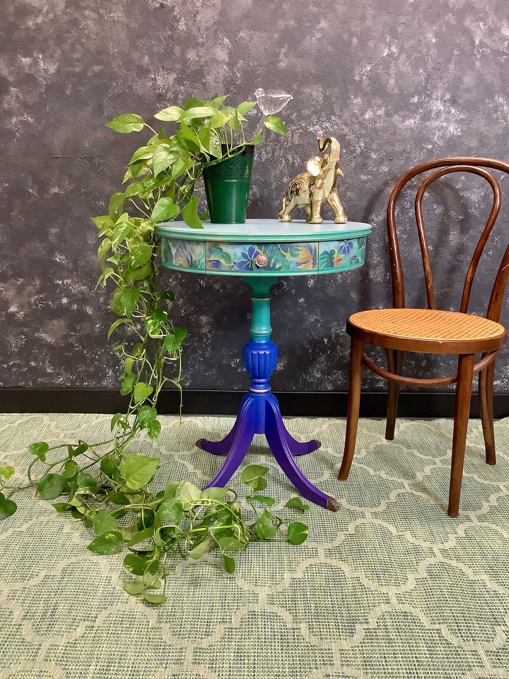 SOLD - please do not purchase - Colorful Side Table - FREE SHIPPING - Hand Painted