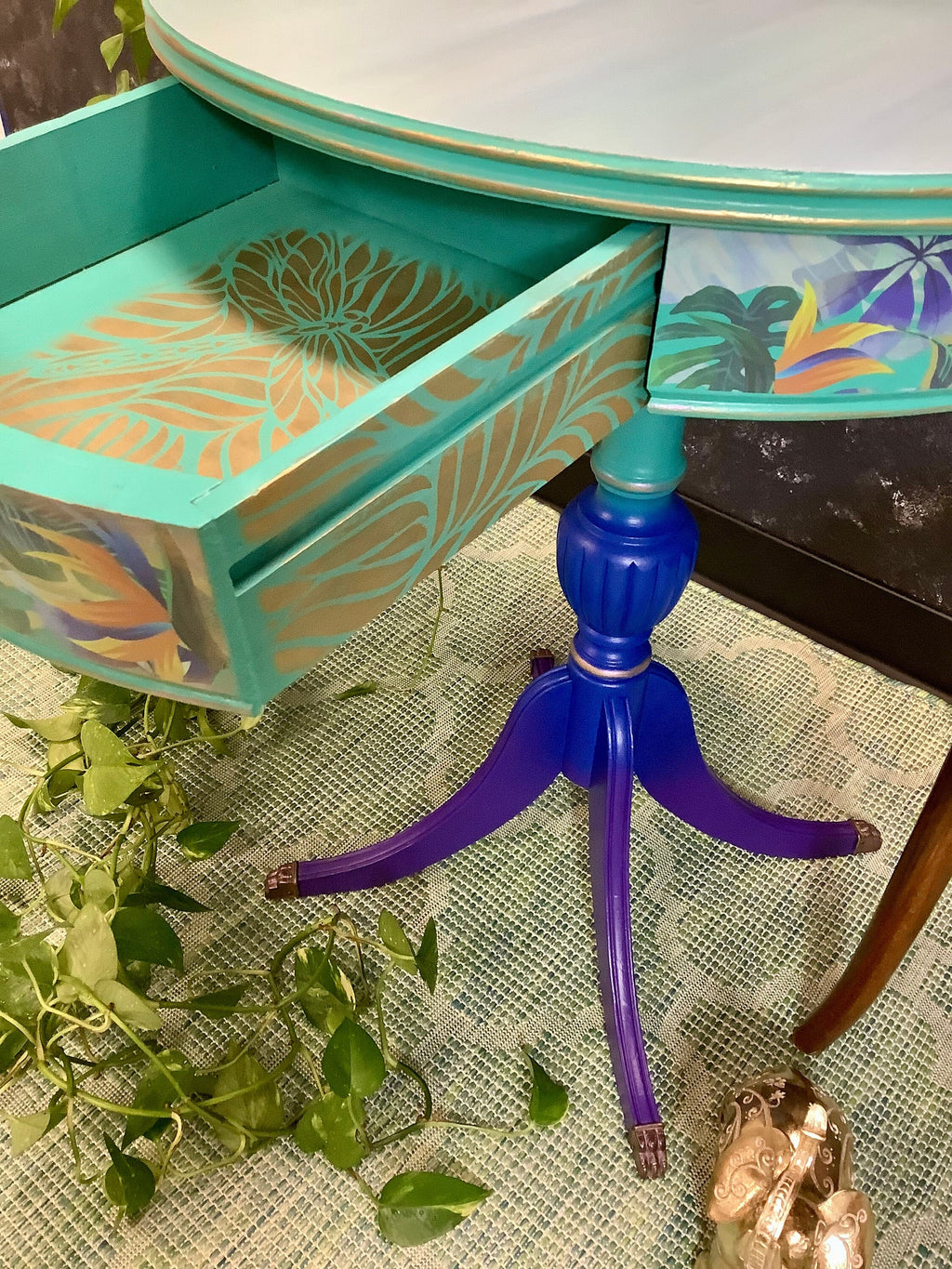 SOLD - please do not purchase - Colorful Side Table - FREE SHIPPING - Hand Painted