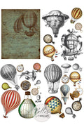 HOTAIR BALLOONS & CLOCKS | Transfer| Retired | 4 Sheets | Dixie Belle Paint  | vintage hot air balloons Dixie Belle Paint