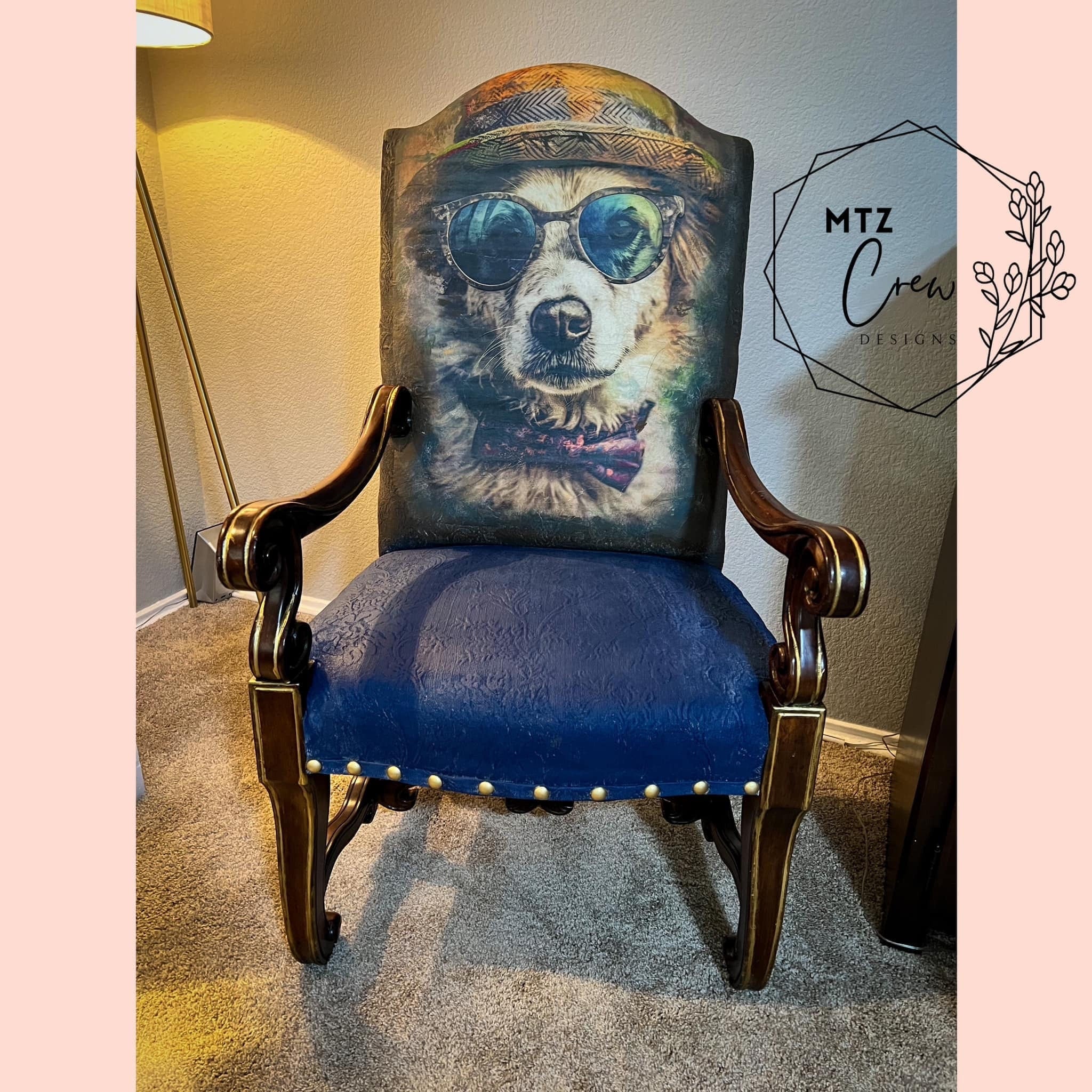 D. O. GEE | Large Decoupage Tissue Paper for Furniture | Arts & Crafts | 21x29 | Whimsykel Designs  Cool Dog in Sunglasses