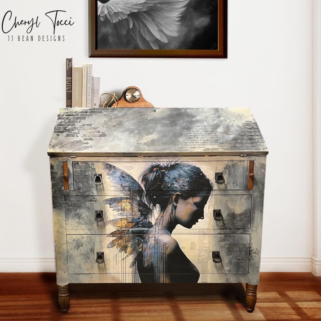 ANGELS AMONG US: Dara | Large Decoupage Tissue Paper for Furniture | Arts & Crafts | 21x29 | Whimsykel Designs