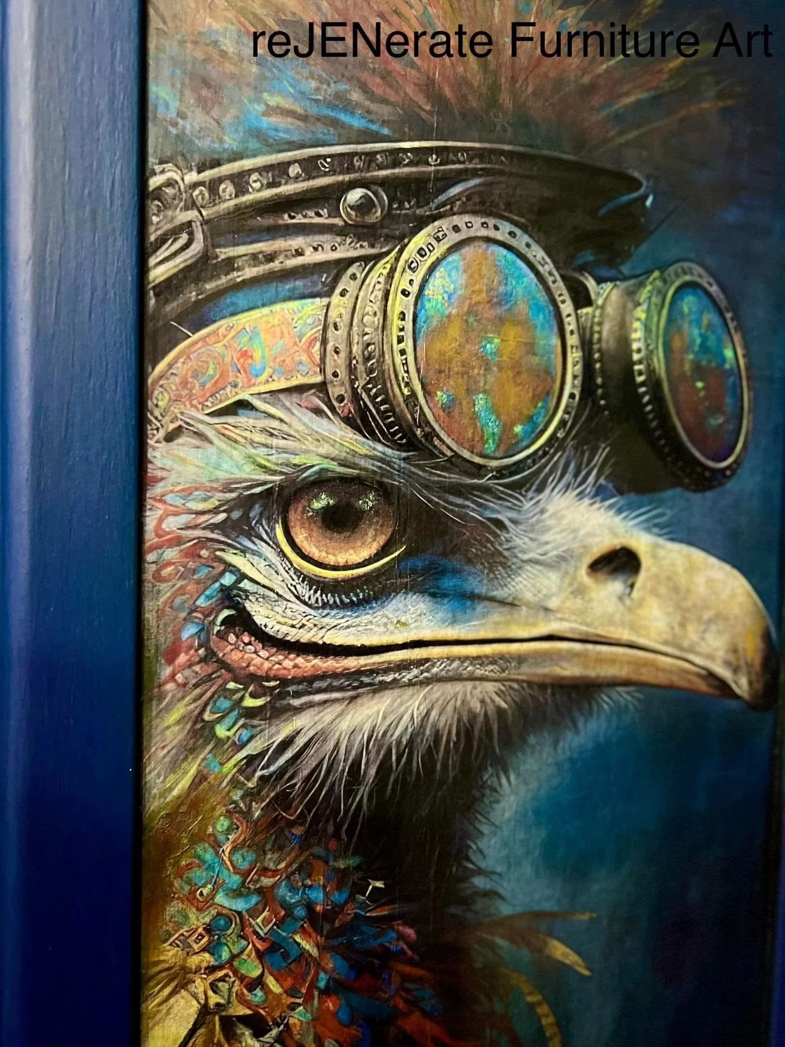 Whimsykel | Willie | Decoupage Tissue Paper | 21"x29" | ostrich in top hat and goggles