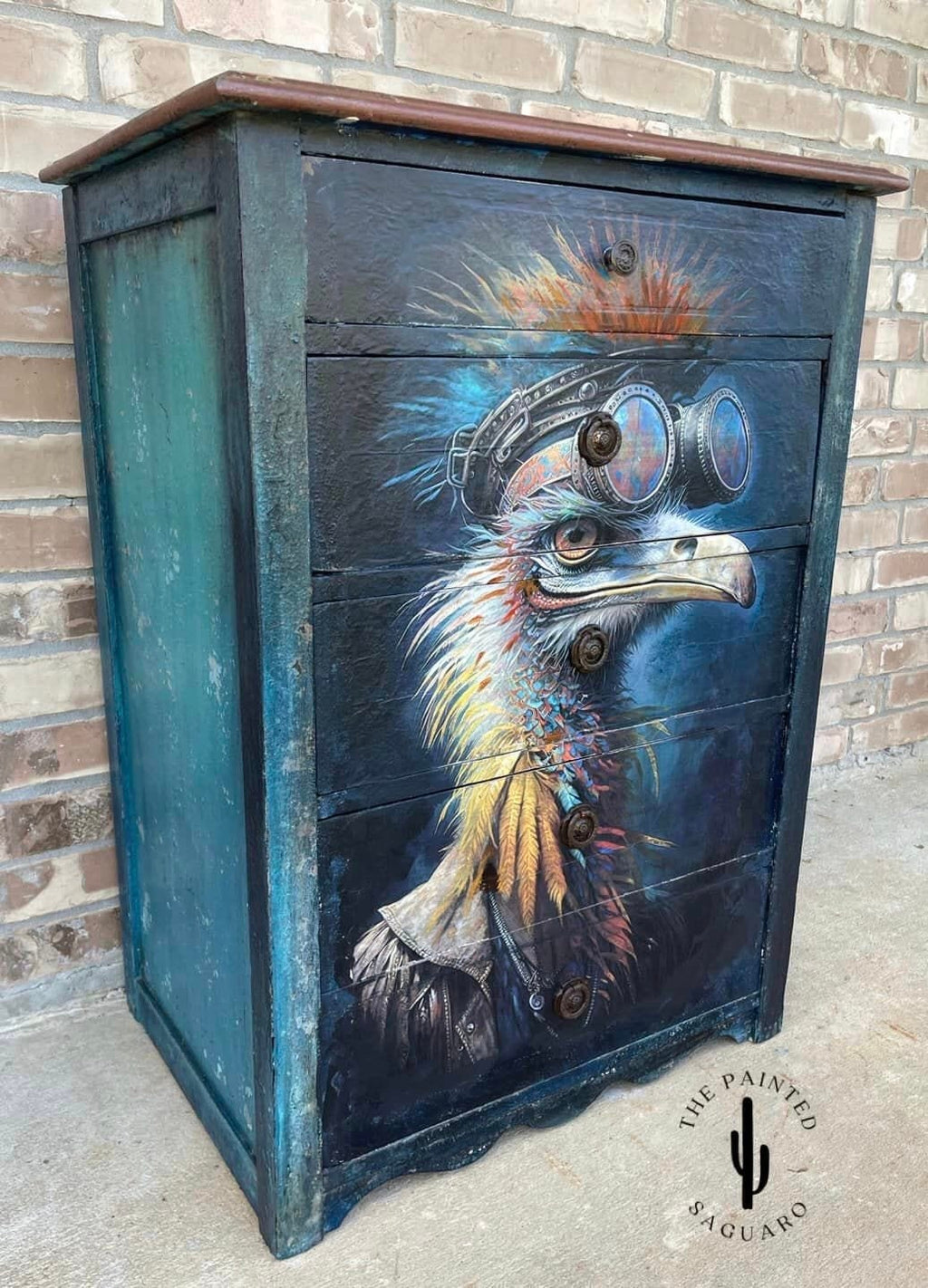 Whimsykel | Willie | Decoupage Tissue Paper | 21"x29" | ostrich in top hat and goggles