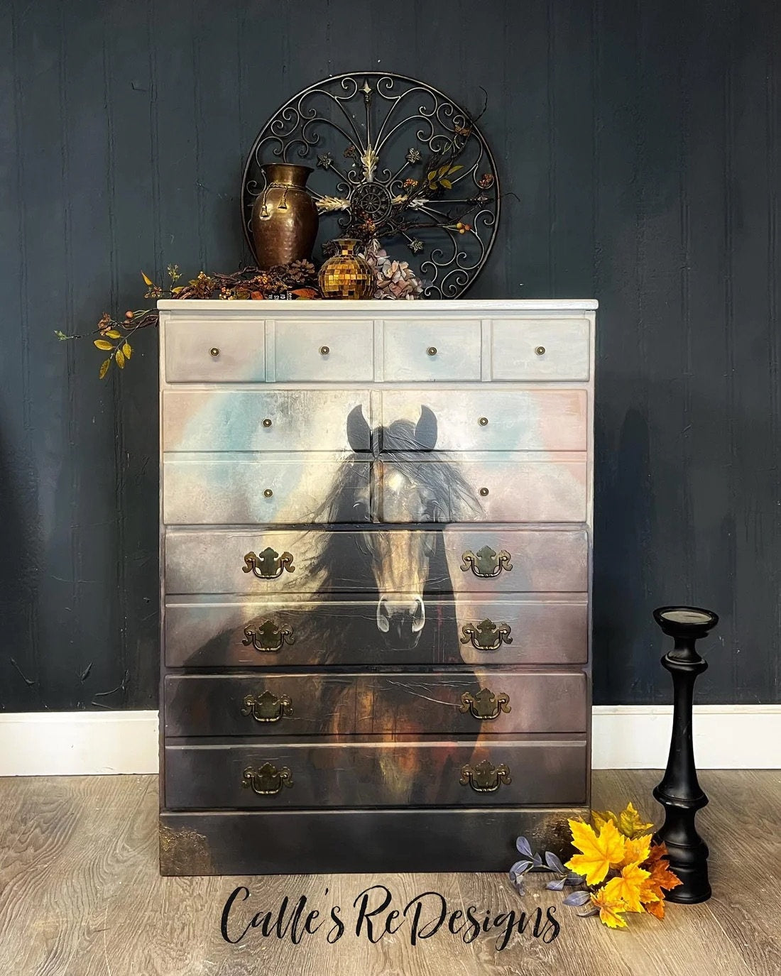 HEART HORSE | Large Decoupage Tissue Paper for Furniture | Arts & Crafts | 21x29 or 14"x20" | Whimsykel Designs | Horse in Field