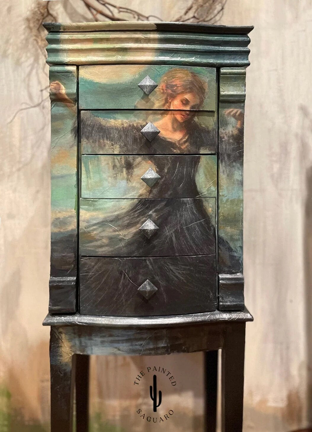 Moonbeam Rhapsody Large Decoupage Tissue Paper for Furniture 21x29 Whimsykel Designs Lady Dancing in the Moonlight