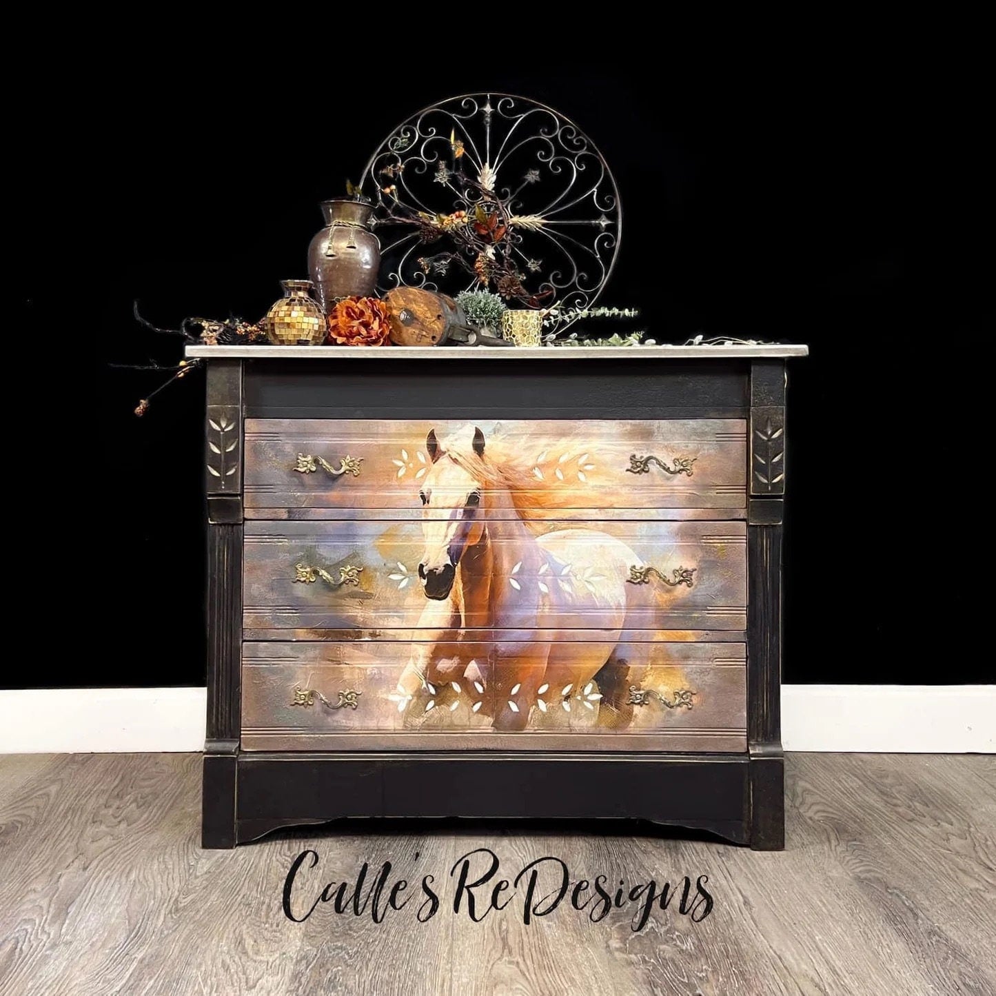 Unbridled Large Decoupage Tissue Paper for Furniture 21x29 Whimsykel Designs Galloping Horse in Field