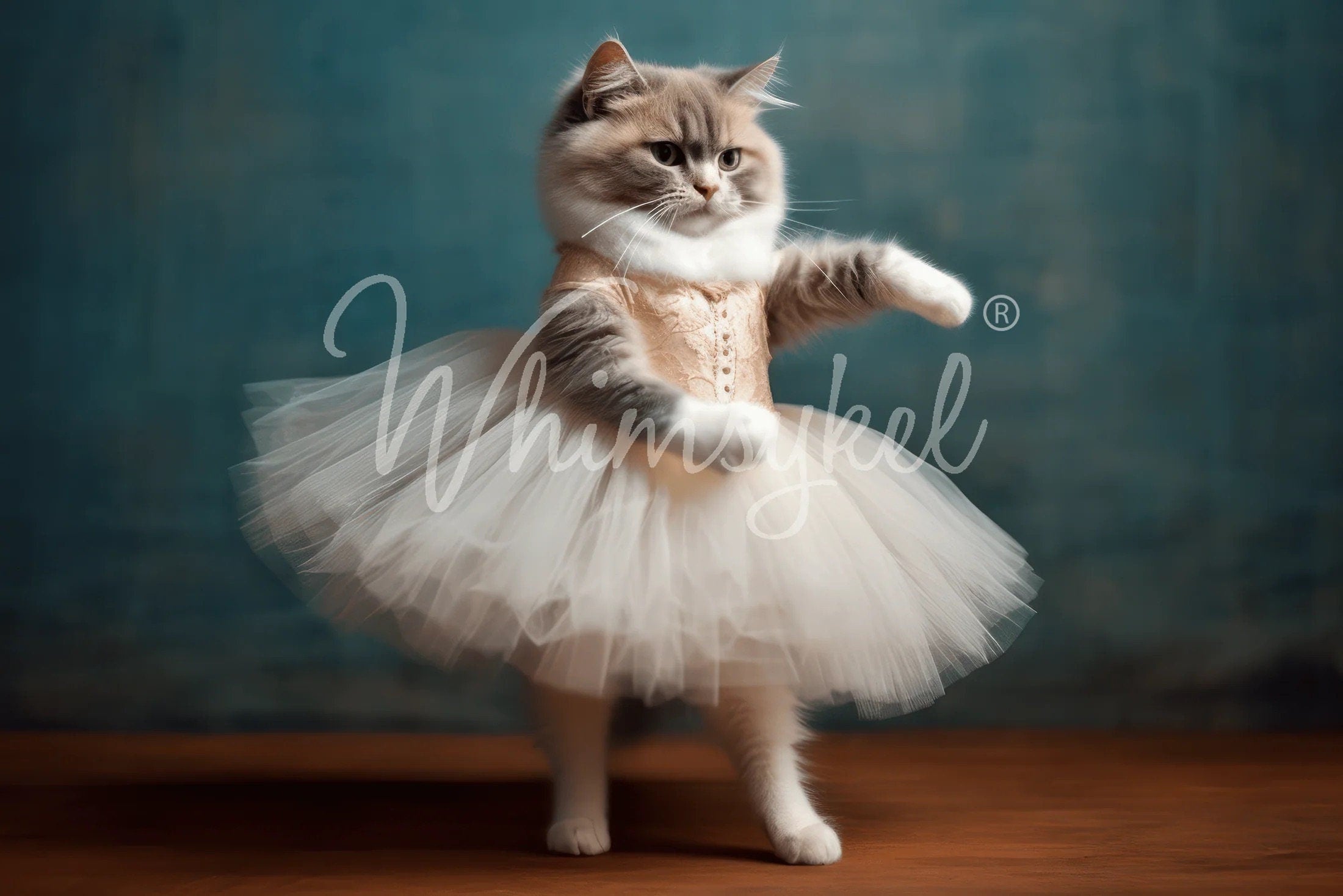 Whiskerina Large Decoupage Tissue Paper for Furniture 21x29 Whimsykel Designs Ballerina Kitty Cat