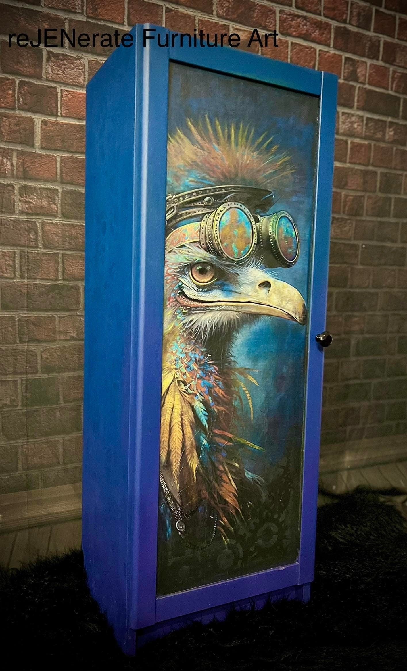 Whimsykel | Willie | Decoupage Tissue Paper | 21"x29" | ostrich in top hat and goggles