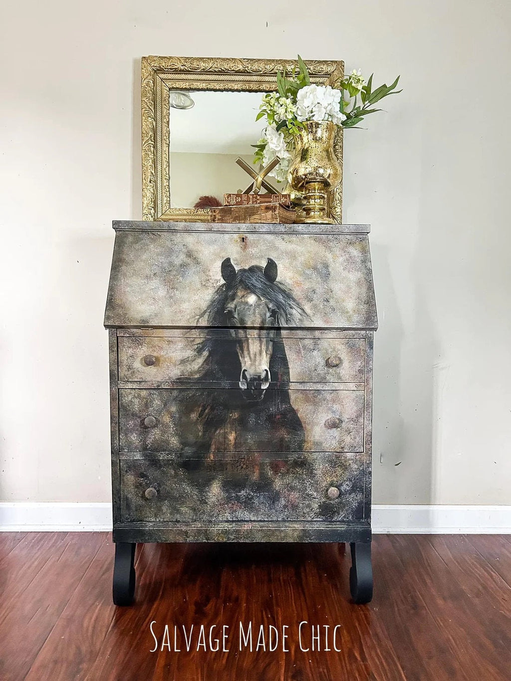 HEART HORSE | Large Decoupage Tissue Paper for Furniture | Arts & Crafts | 21x29 or 14"x20" | Whimsykel Designs | Horse in Field