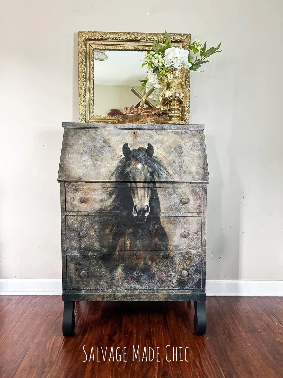 HEART HORSE | Large Decoupage Tissue Paper for Furniture | Arts & Crafts | 21x29 or 14"x20" | Whimsykel Designs | Horse in Field