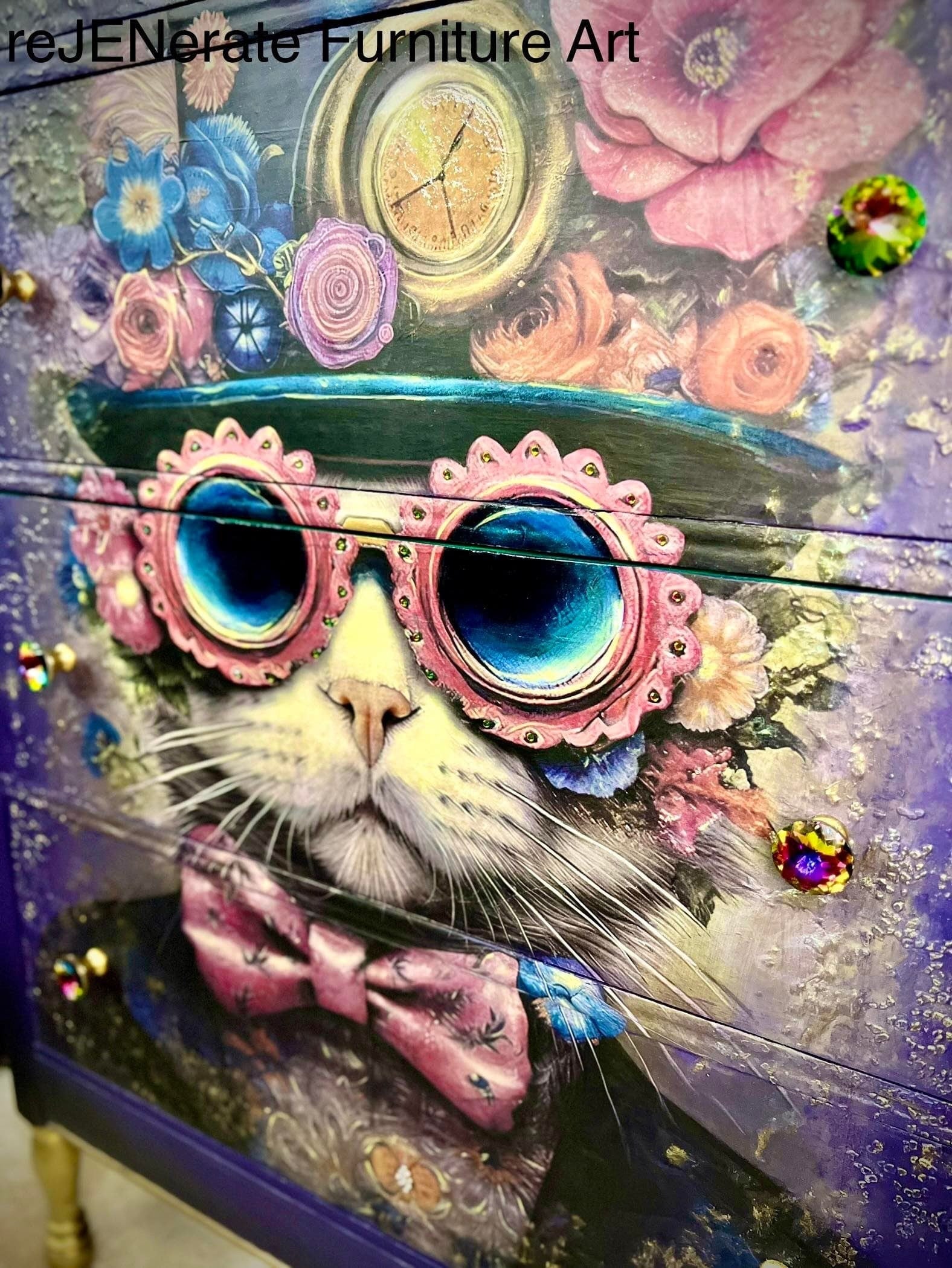 DAPPER DAN | Large Decoupage Tissue Paper for Furniture | Arts & Crafts | 21x29 or 14x20 | Whimsykel Designs | Cool Cat with Glasses