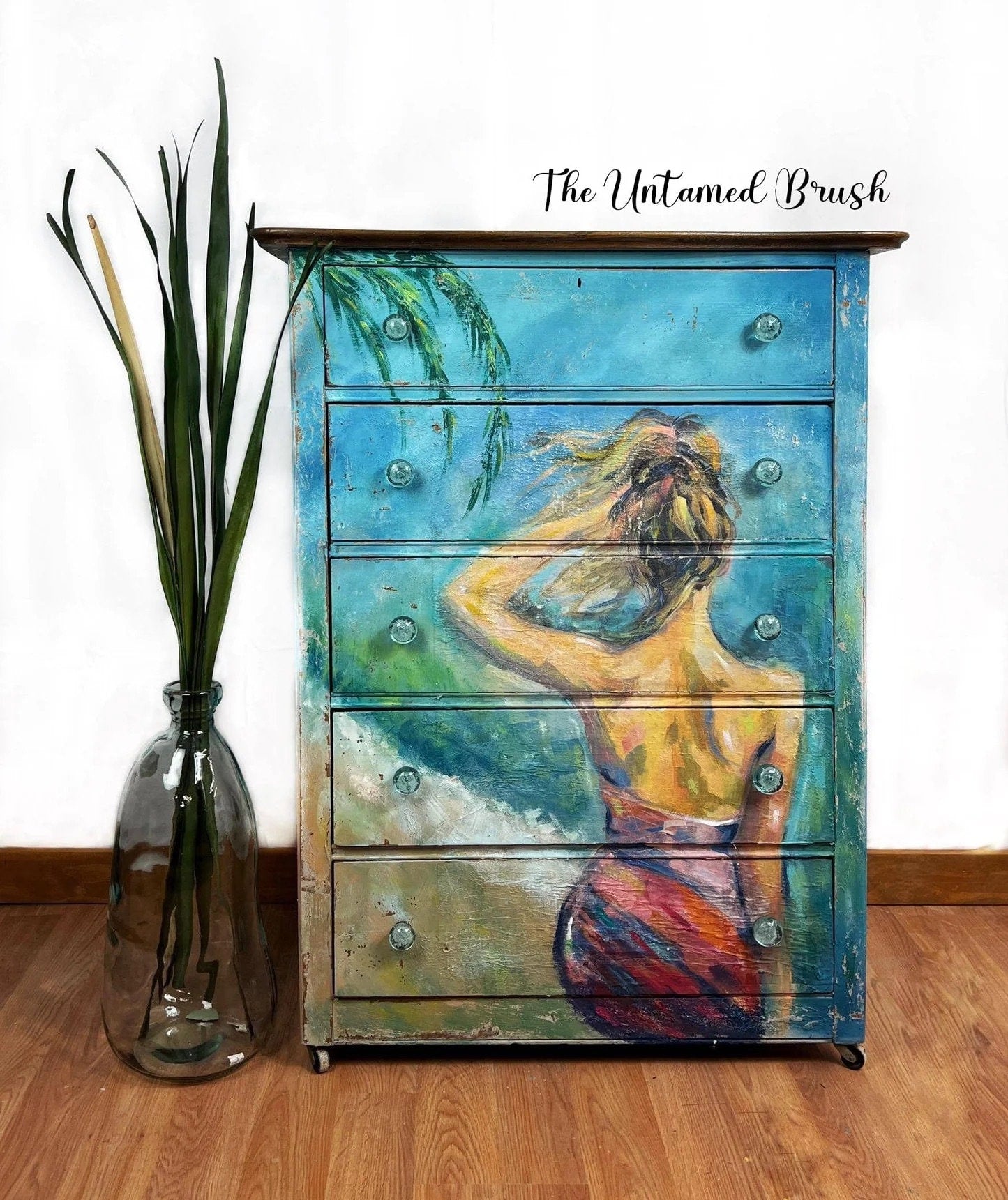 Shoreline Siren Large Decoupage Tissue Paper for Furniture 21x29 Whimsykel Designs Woman on Shoreline