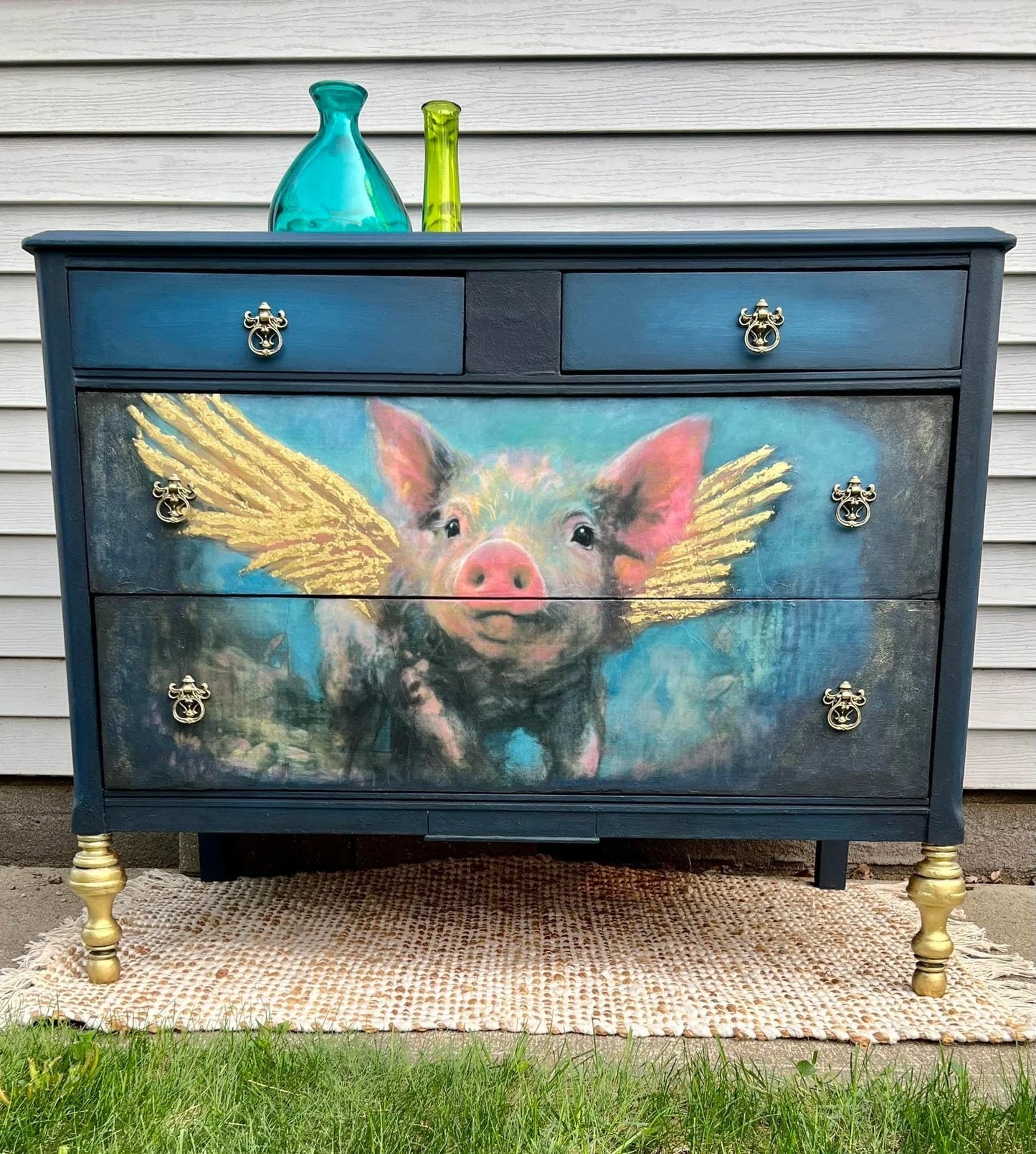 Pigasus Large Decoupage Tissue Paper for Furniture 21x29 Whimsykel Designs If Pigs Could Fly -Flying Pig