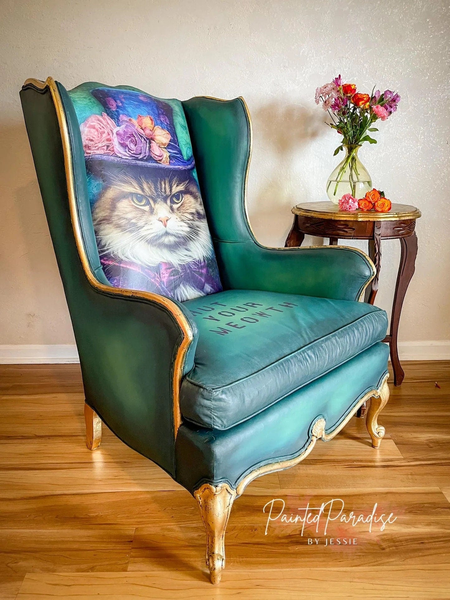 Sour Puss | Large Decoupage Tissue Paper | Furniture | Arts & Crafts | 21x29 or 14x20 | Whimsykel Designs | Grumpy Cat in Top Hat
