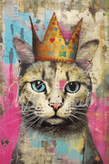 Loyal Highness | Large Decoupage Tissue Paper for Furniture | 21x29 | Whimsykel Designs | Cat in Crown