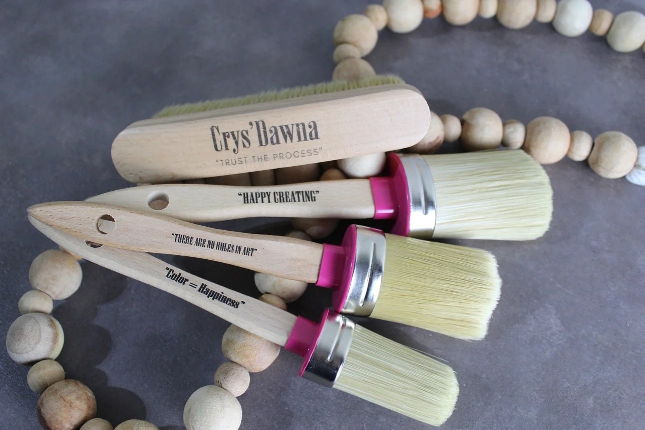 BUNDLE OF BRUSHES - Bella Renovare Brushes - The Happy Creating Brush, The Crys'Dawna Brush, No Rules, and Color=Happiness