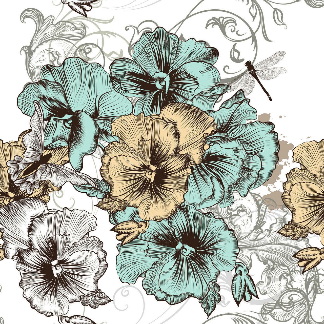 BLUE AND YELLOW | Retired | Floral - Rice Decoupage Paper - For Furniture | Crafts | Art | Dixie Belle Paint | Belles & Whistles