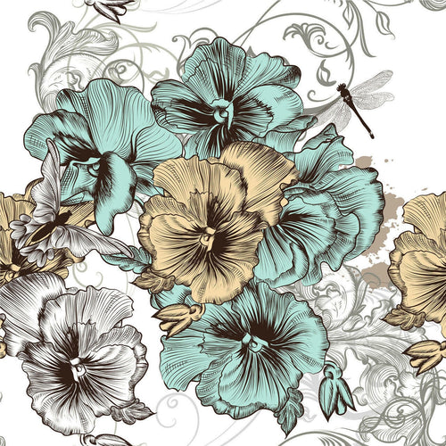 BLUE AND YELLOW | Retired | Floral - Rice Decoupage Paper - For Furniture | Crafts | Art | Dixie Belle Paint | Belles & Whistles Dixie Belle Paint